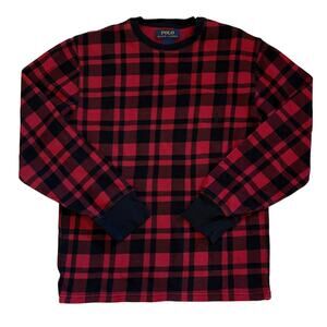 Polo Ralph Lauren Shirt Womens Small Red Plaid Thermal Waffle Knit Top Casual